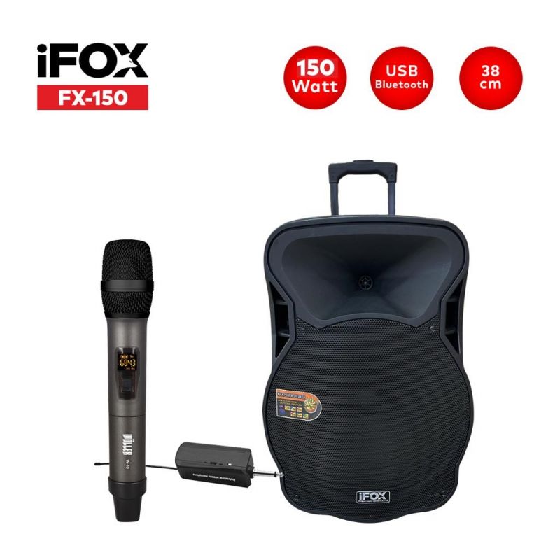 İFOX FX-150 15 İNÇ EL MİKROFONLU TAŞINABİLİR SES SİSTEMİ