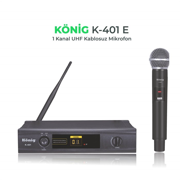 KÖNİG K-401E UHF TEKLİ TELSİZ MİKROFON EL TİPİ